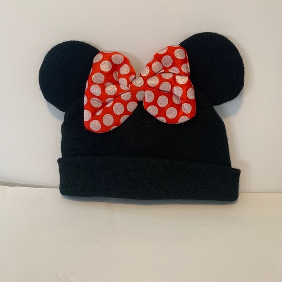 Minnie Mouse Kids Black and Red Hat with Red Polka Dot Bow OS - Picture 5 of 8